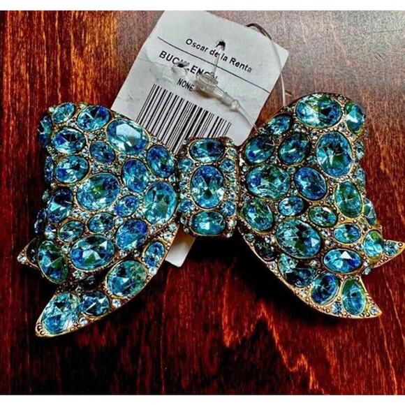 NEW with TAGS Oscar de la Renta Belt Buckle Jeweled Bow Blue main image 7